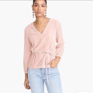 HP🥳❤️NEW J. Crew Velvet faux wrap blouse NWT